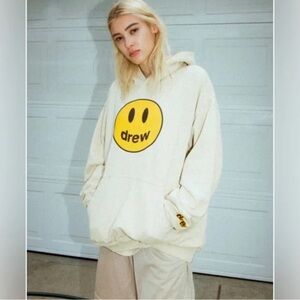 drew house Cream‎ Hoodie with Yellow Logo